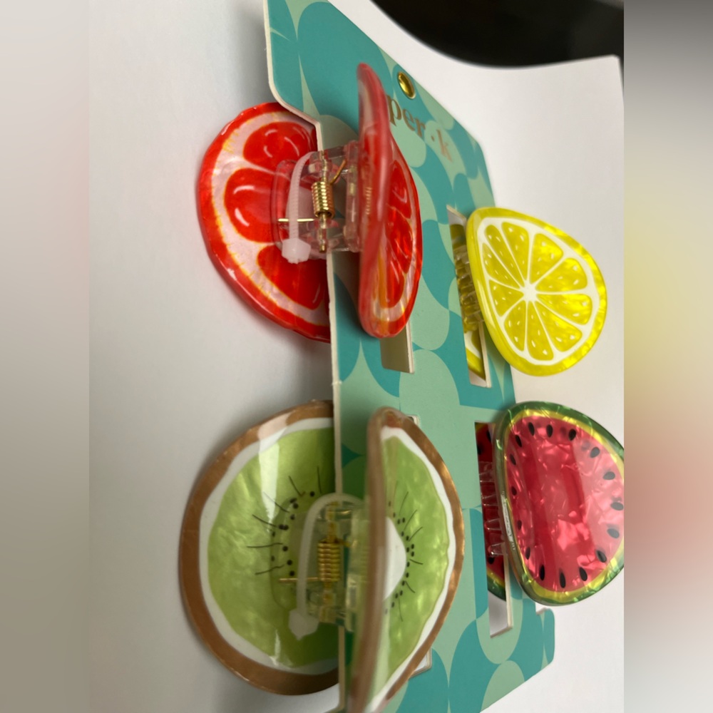 NWT 🍉🍋🥝🍊 Piper K Fruit Themed Hair Claw Clips Set of 4 - Picture 7 of 14